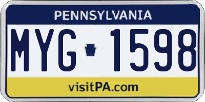 PA license plate MYG1598