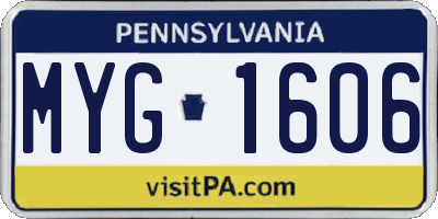 PA license plate MYG1606