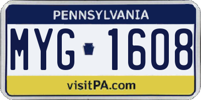 PA license plate MYG1608