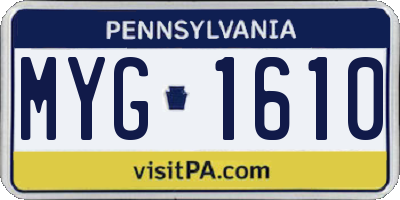 PA license plate MYG1610