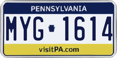 PA license plate MYG1614