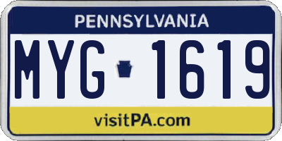PA license plate MYG1619