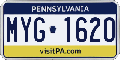 PA license plate MYG1620
