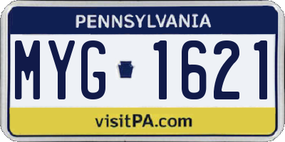 PA license plate MYG1621
