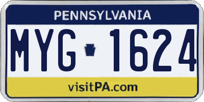 PA license plate MYG1624