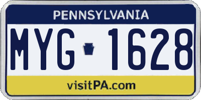 PA license plate MYG1628