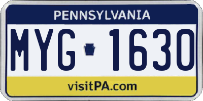 PA license plate MYG1630