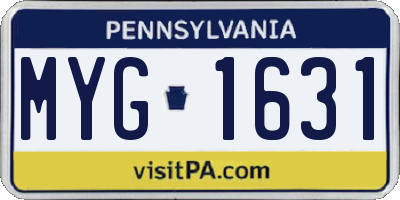 PA license plate MYG1631