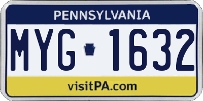 PA license plate MYG1632
