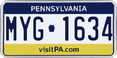PA license plate MYG1634