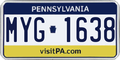 PA license plate MYG1638