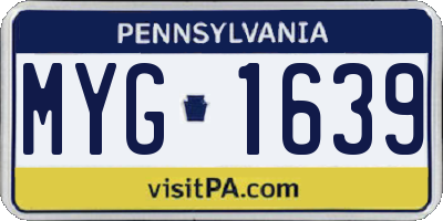 PA license plate MYG1639