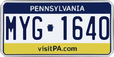 PA license plate MYG1640
