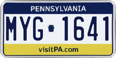 PA license plate MYG1641