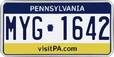 PA license plate MYG1642