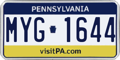 PA license plate MYG1644