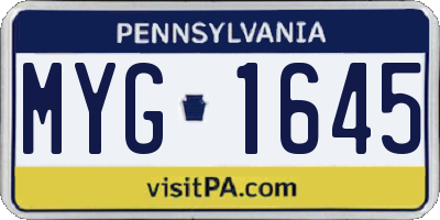 PA license plate MYG1645