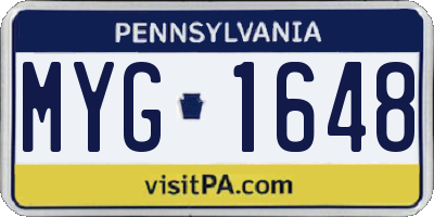 PA license plate MYG1648