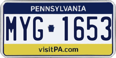 PA license plate MYG1653