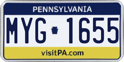 PA license plate MYG1655