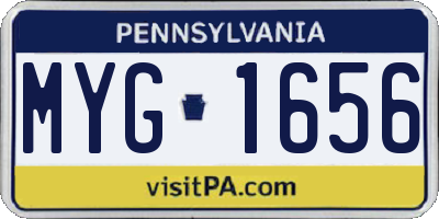 PA license plate MYG1656