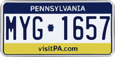 PA license plate MYG1657