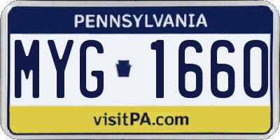 PA license plate MYG1660