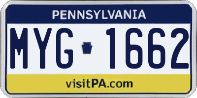 PA license plate MYG1662