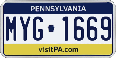 PA license plate MYG1669