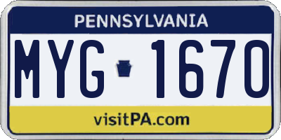 PA license plate MYG1670