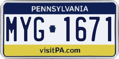 PA license plate MYG1671