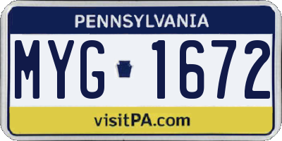 PA license plate MYG1672