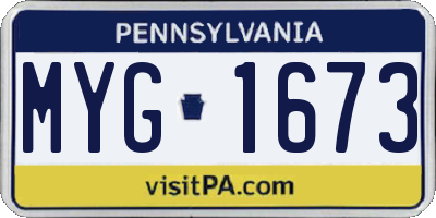 PA license plate MYG1673