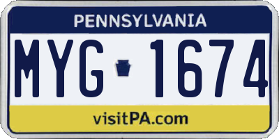 PA license plate MYG1674