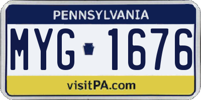 PA license plate MYG1676