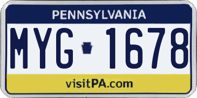 PA license plate MYG1678