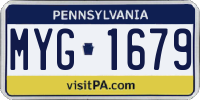 PA license plate MYG1679