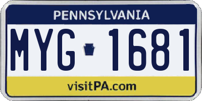PA license plate MYG1681