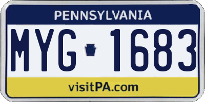 PA license plate MYG1683