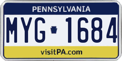 PA license plate MYG1684
