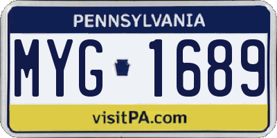 PA license plate MYG1689