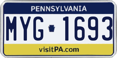 PA license plate MYG1693