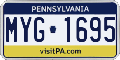 PA license plate MYG1695
