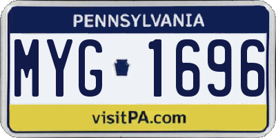 PA license plate MYG1696