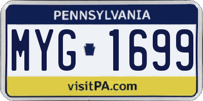 PA license plate MYG1699