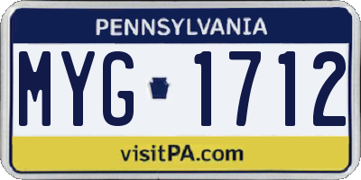 PA license plate MYG1712