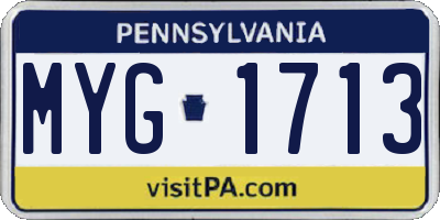 PA license plate MYG1713