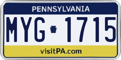 PA license plate MYG1715