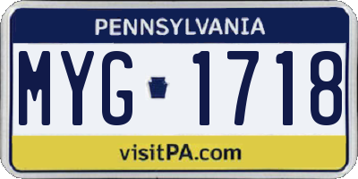 PA license plate MYG1718