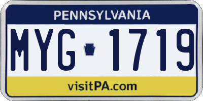 PA license plate MYG1719